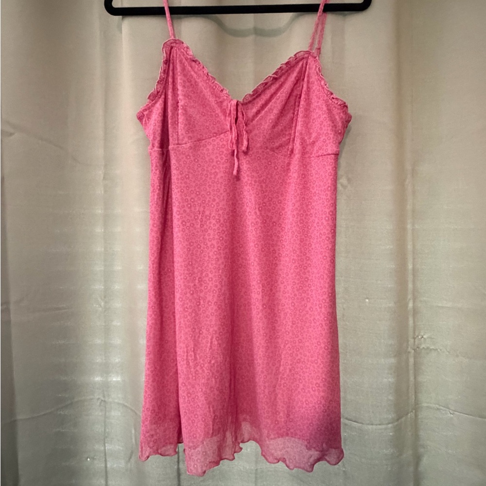 Pink Lace Trim Dress